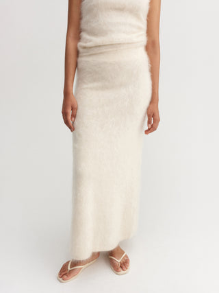 Umi Brushed Cashmere Skirt, vanilla