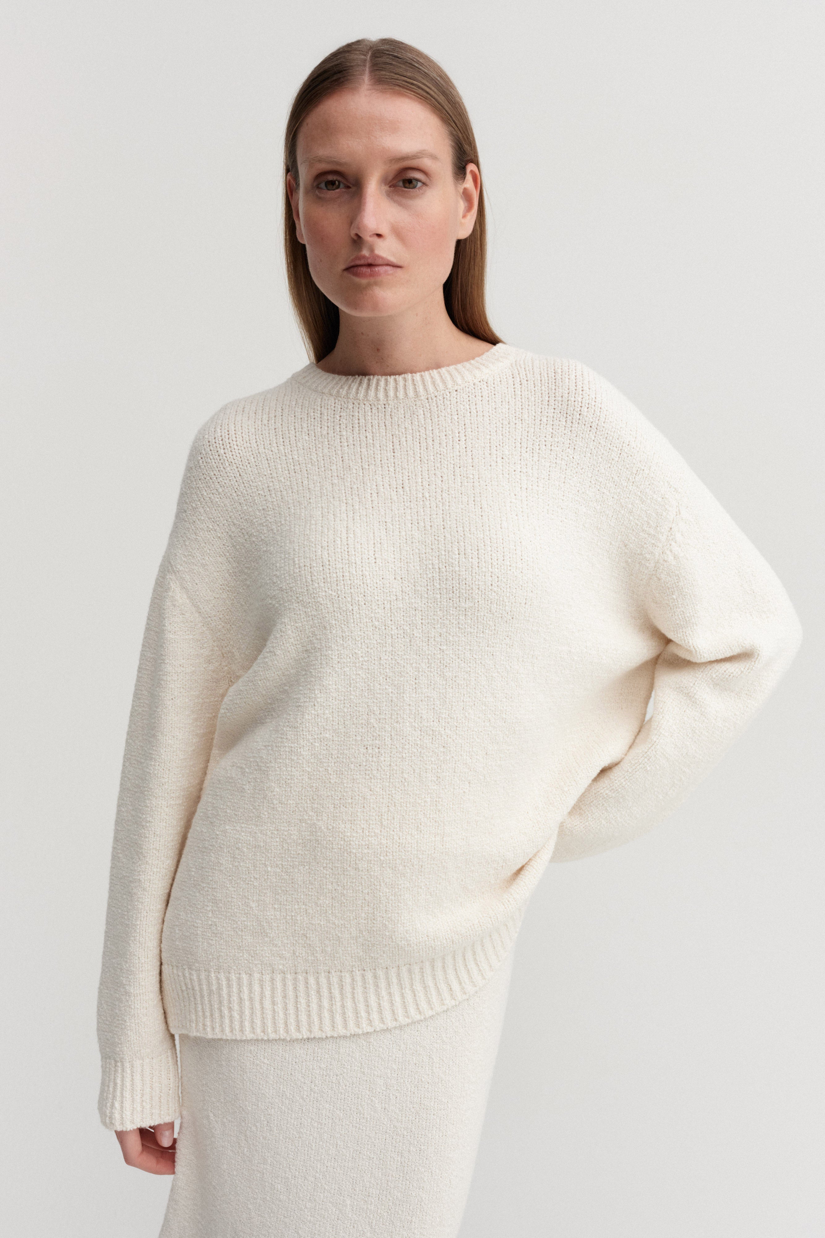 Flor Crewneck Sweater, shell – ALMADA LABEL