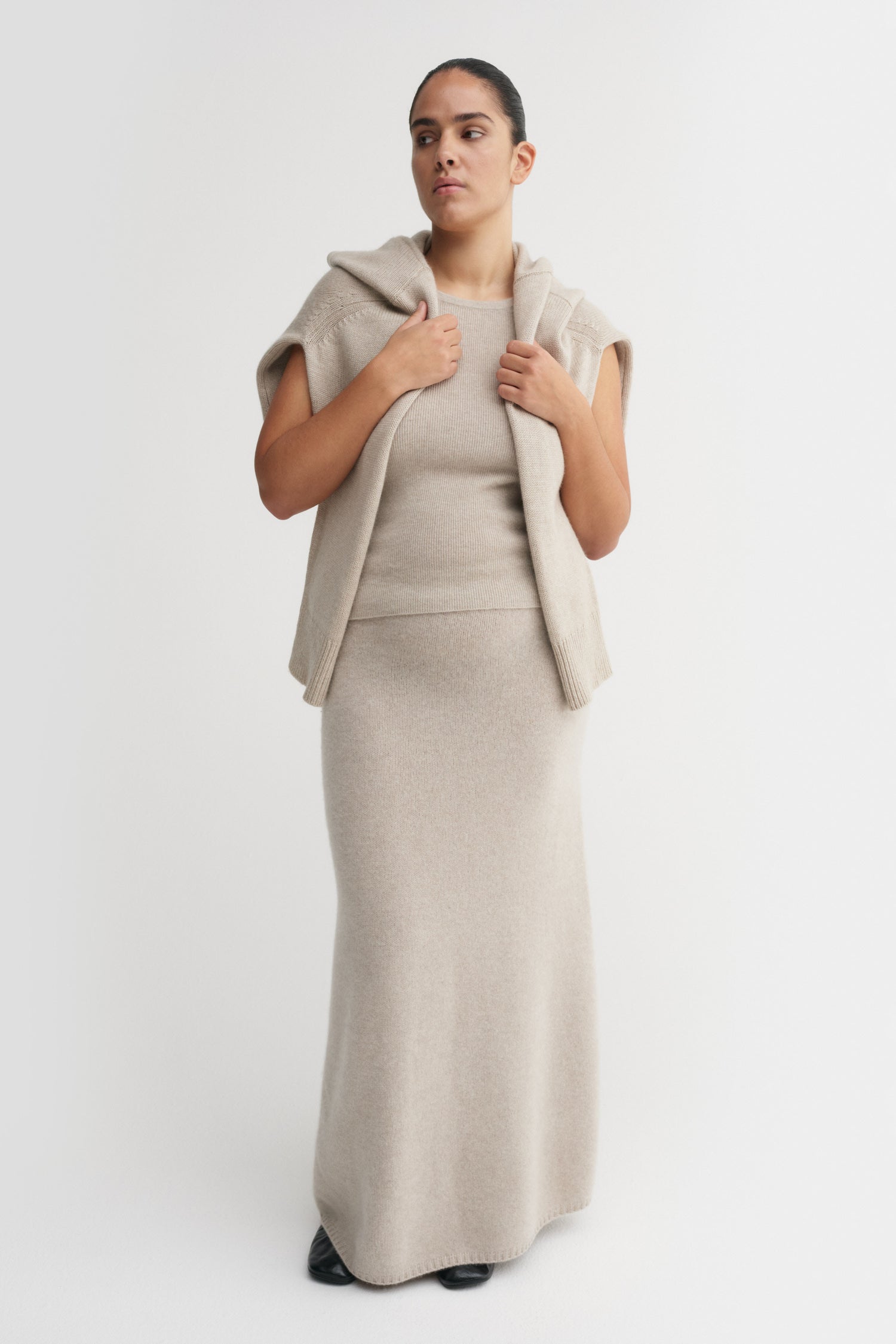 Umi Cashmere Skirt, taupe