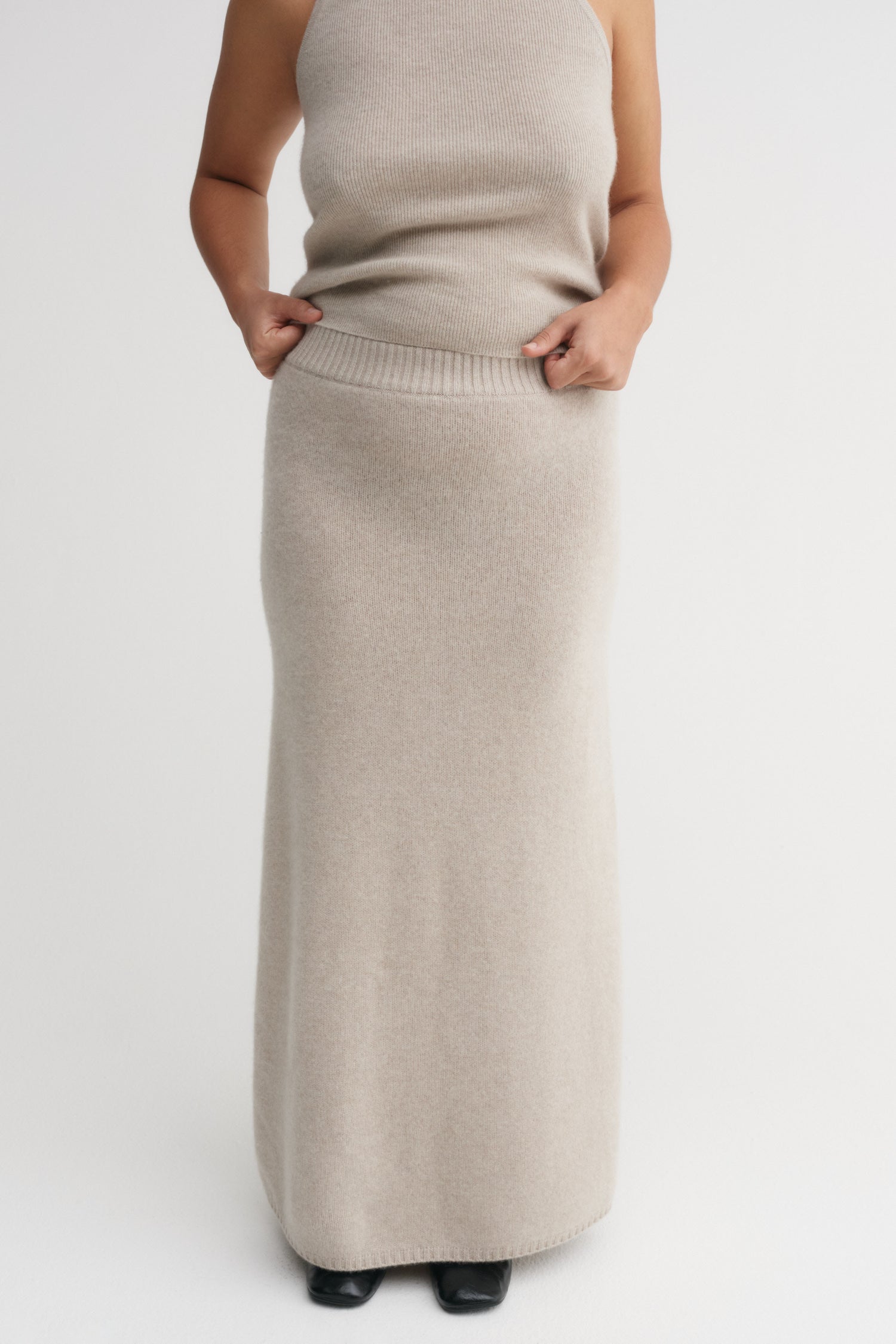 Umi Cashmere Skirt, taupe