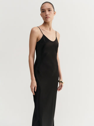 Winona Satin Dress, black