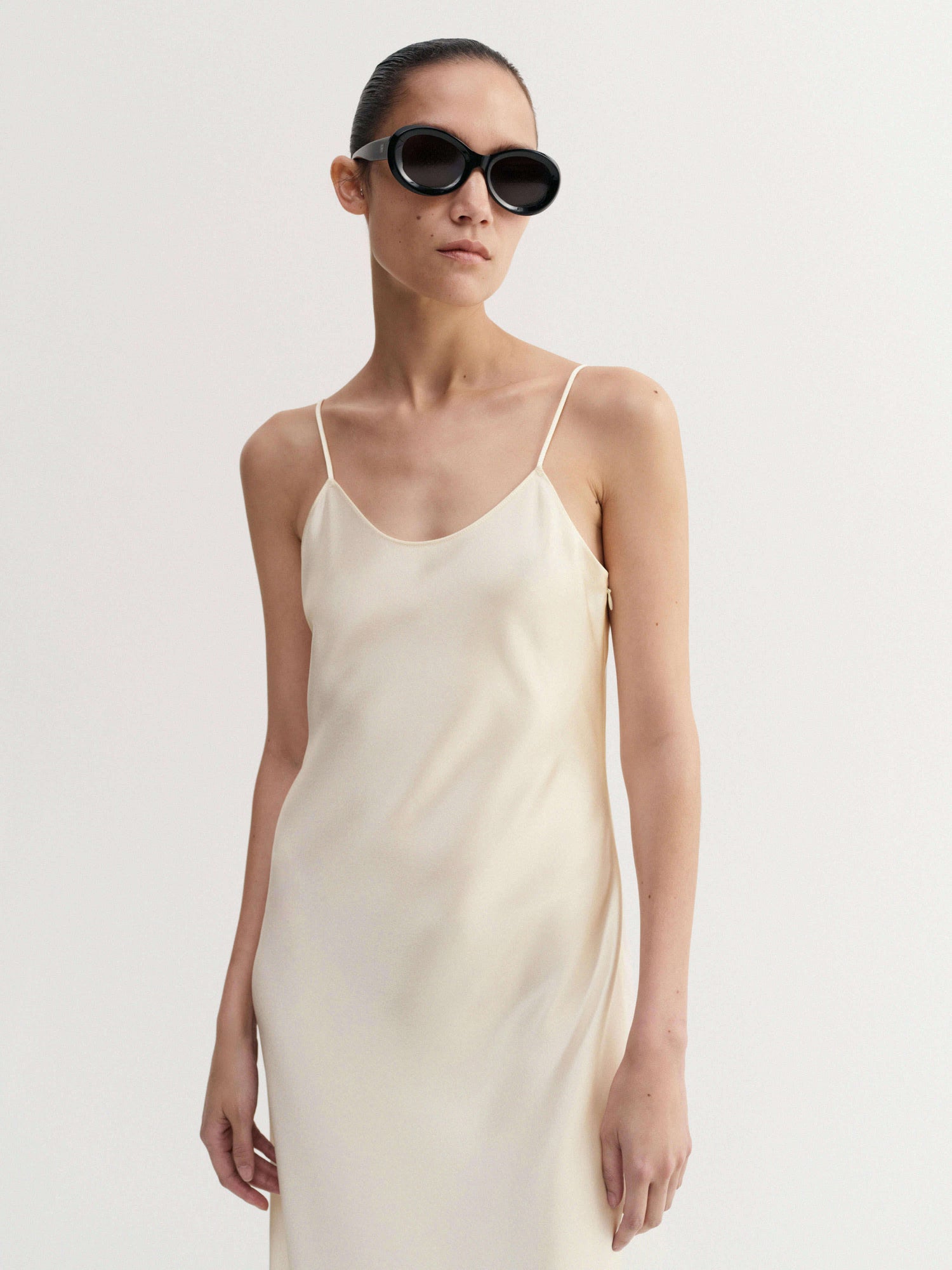 Winona Satin Dress, vanilla