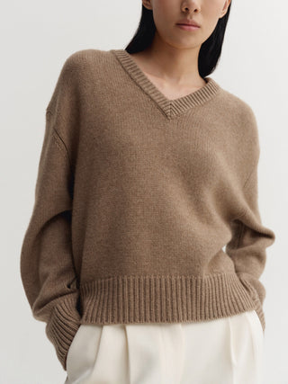 Yara V-Neck Sweater, hazel