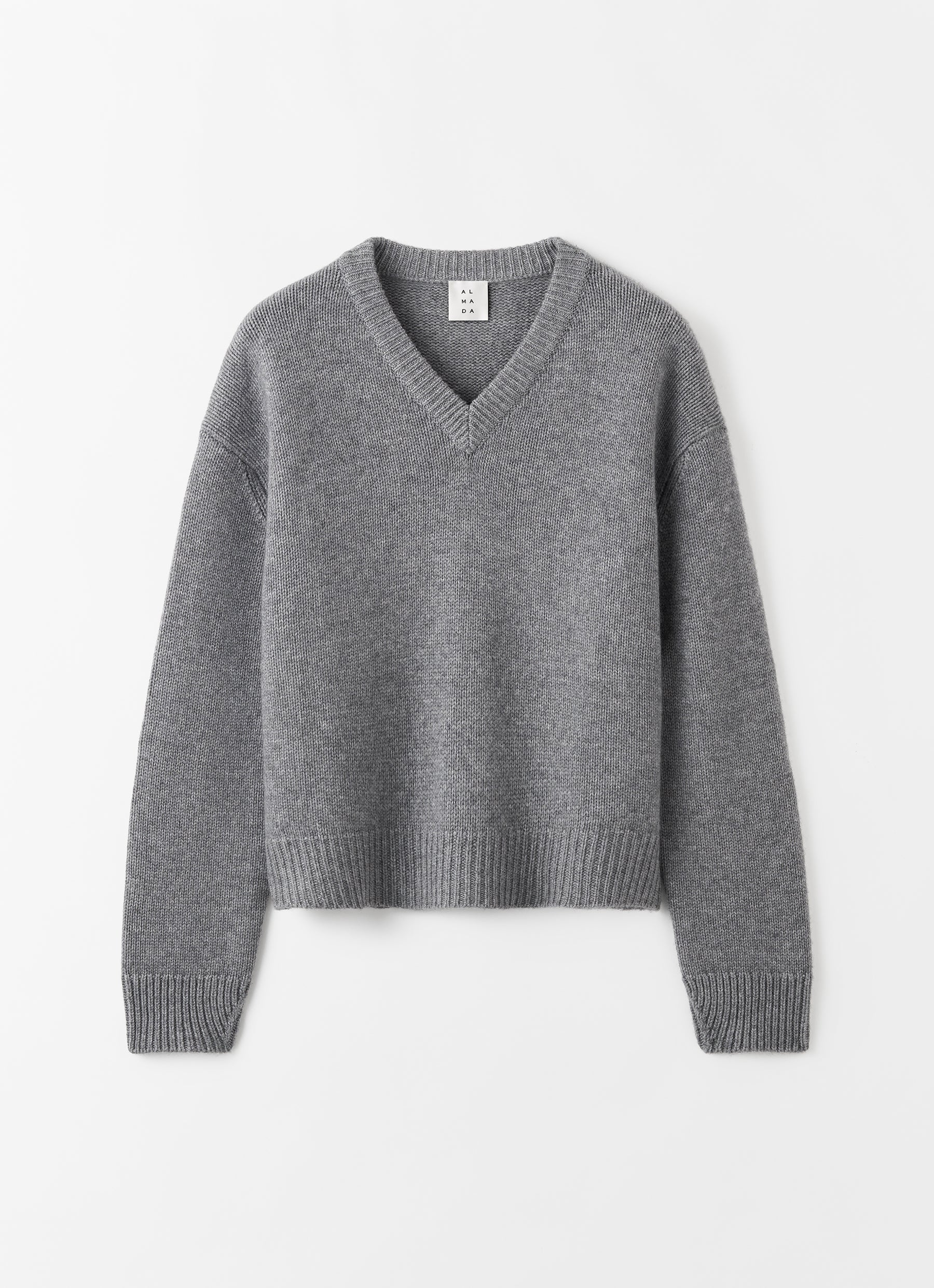 Yara V-Neck Sweater, grey – ALMADA LABEL