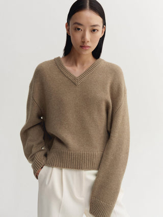 Yara V-Neck Sweater, hazel