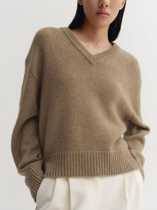 Yara V-Neck Sweater, hazel