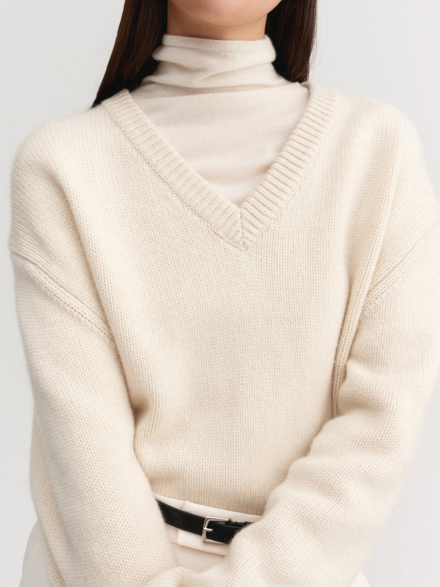 Yara V-Neck Sweater, vanilla