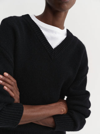 Pull col V Yara, noir