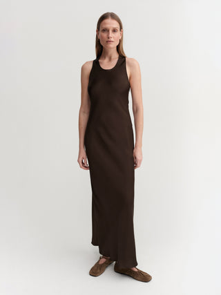 Zila Satin Dress, chocolate
