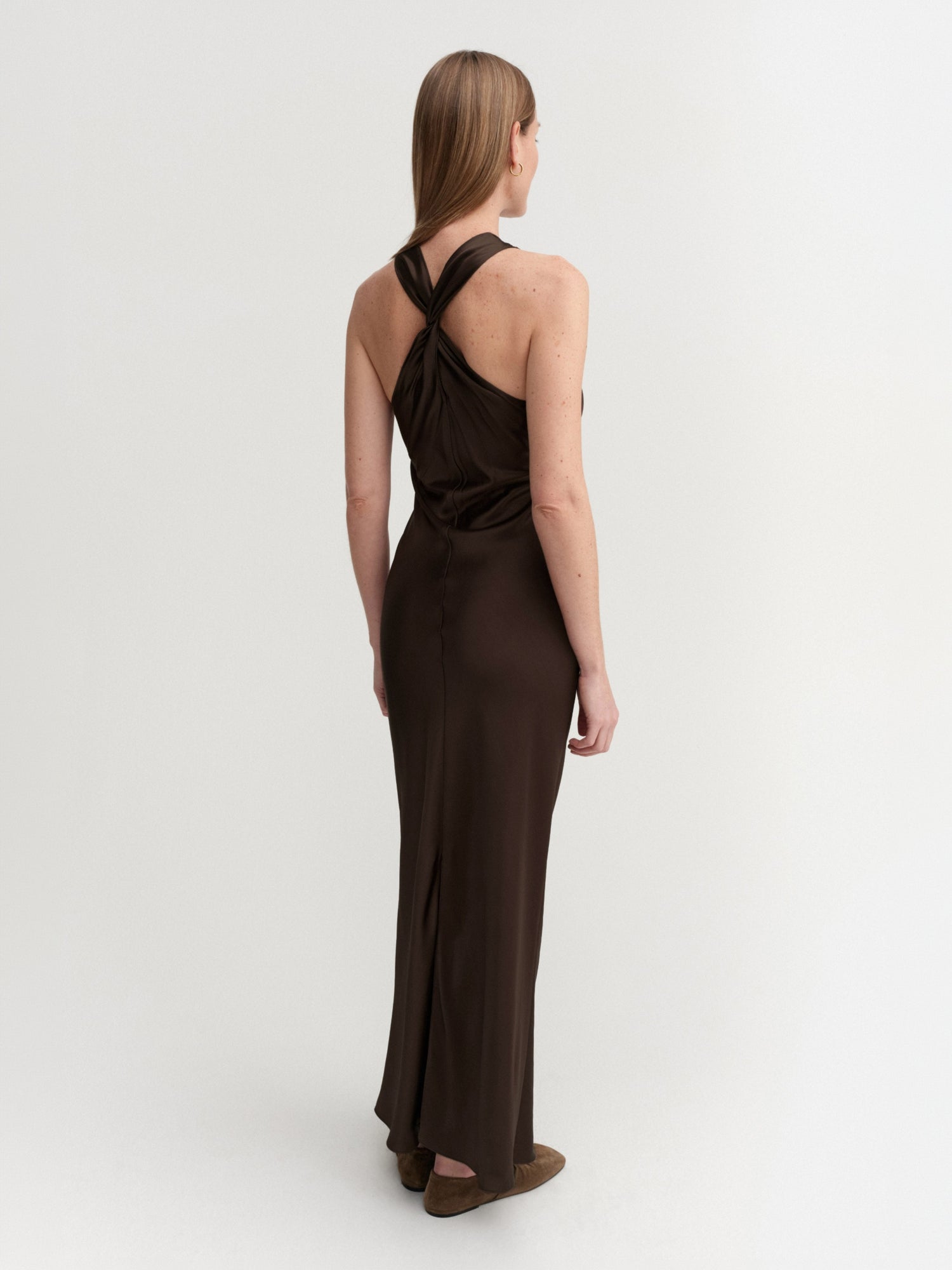 Zila Satin Dress, chocolate