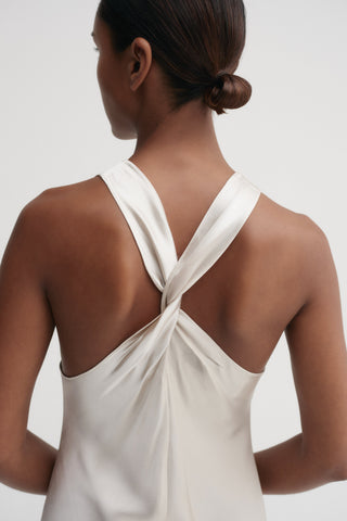 Zila Satin Dress, pearl
