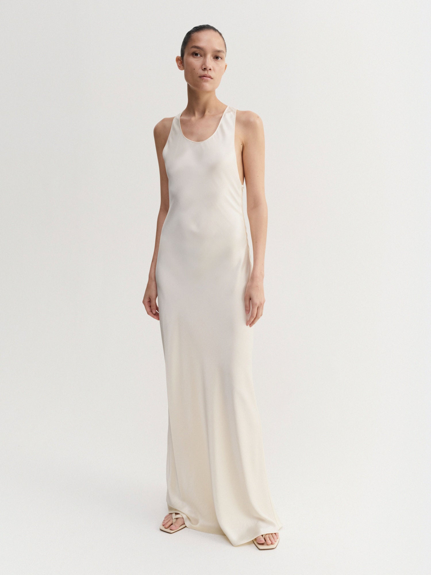 Zila Satin Dress, vanilla