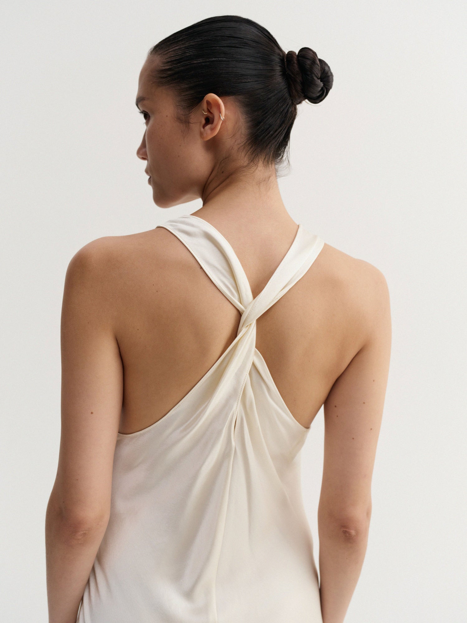 Zila Satin Dress, vanilla