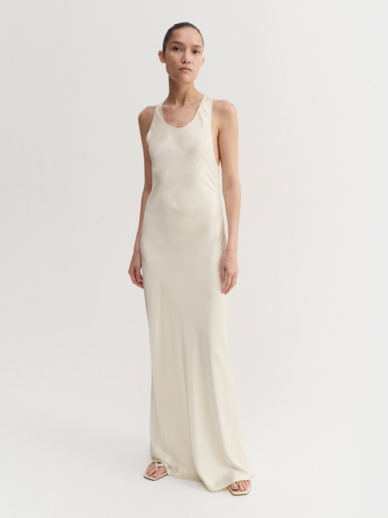 Zila Satin Dress, vanilla