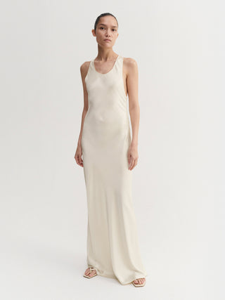 Zila Satin Dress, vanilla