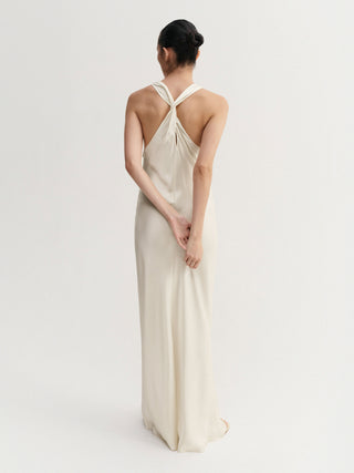 Zila Satin Dress, vanilla