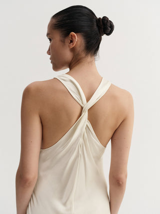Zila Satin Dress, vanilla