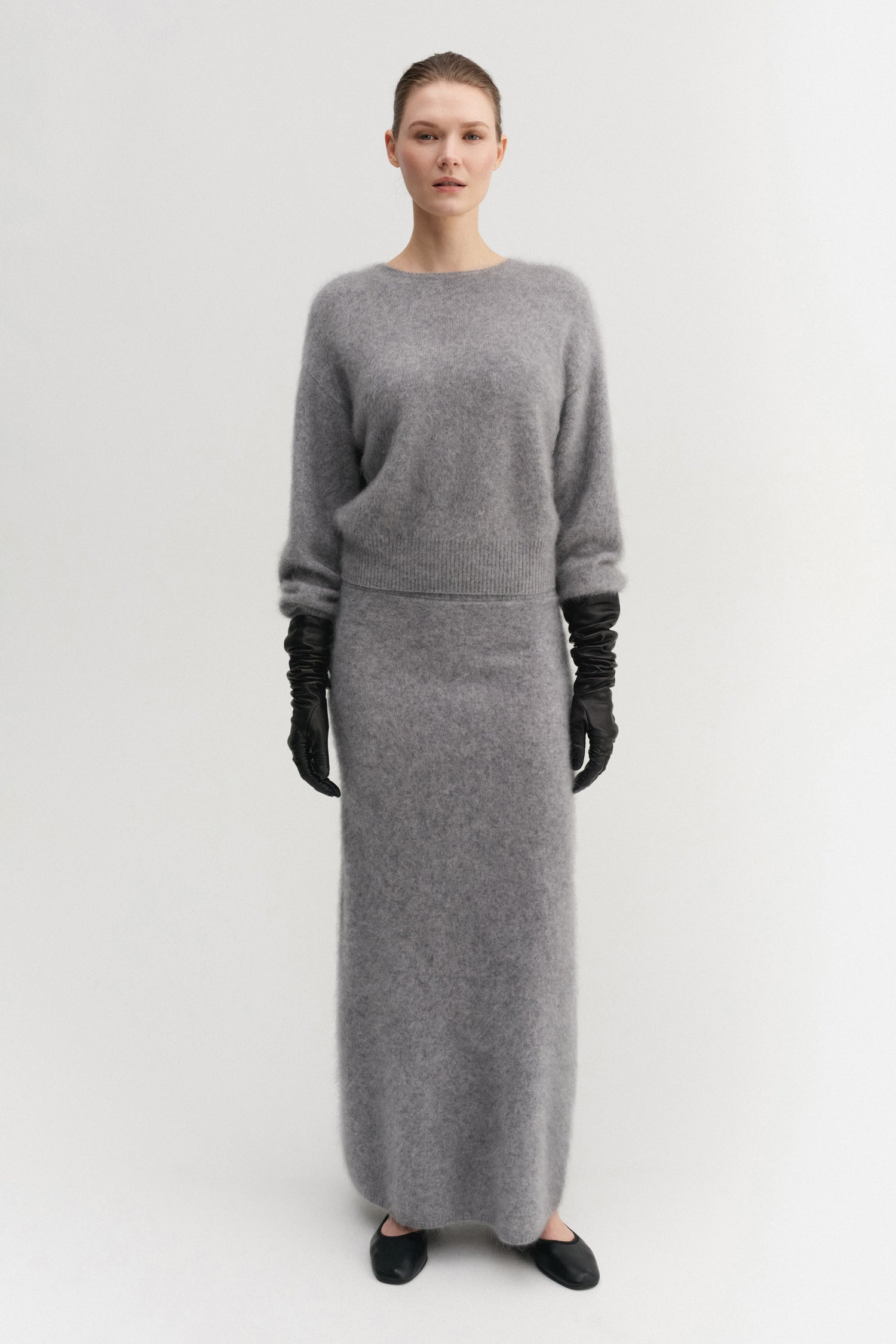 Zoe Brushed Crewneck Sweater, grey