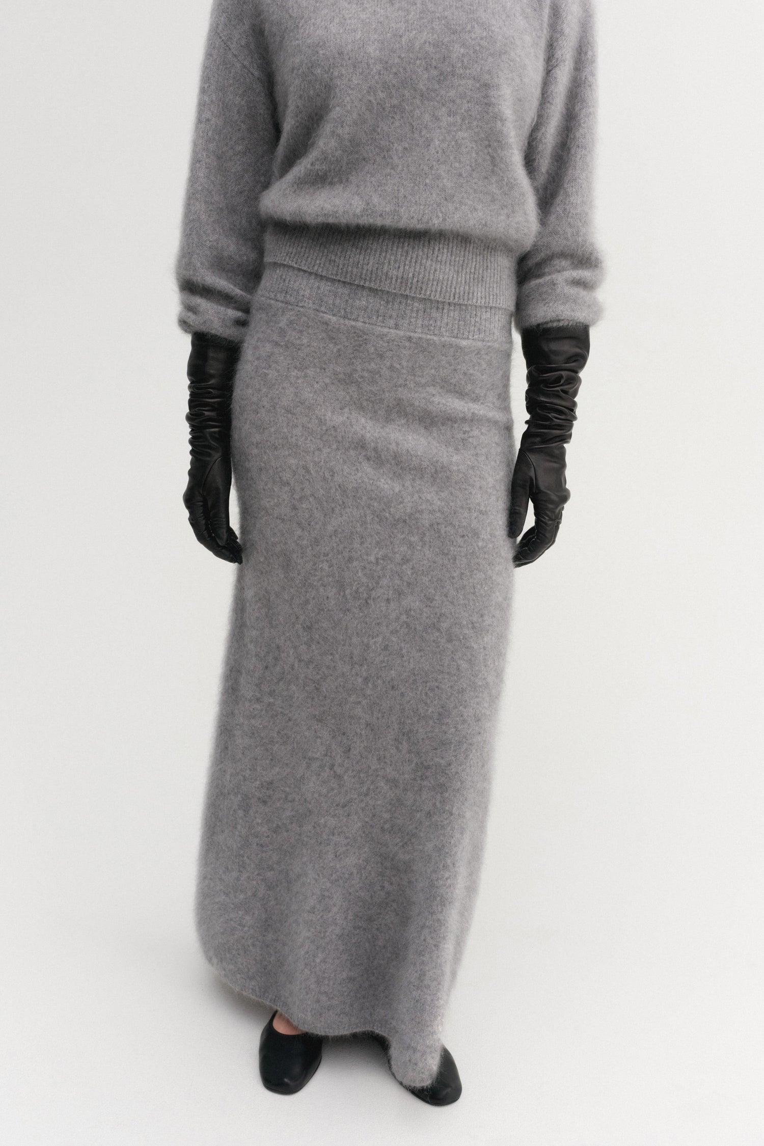 Umi Brushed Cashmere Skirt, grey