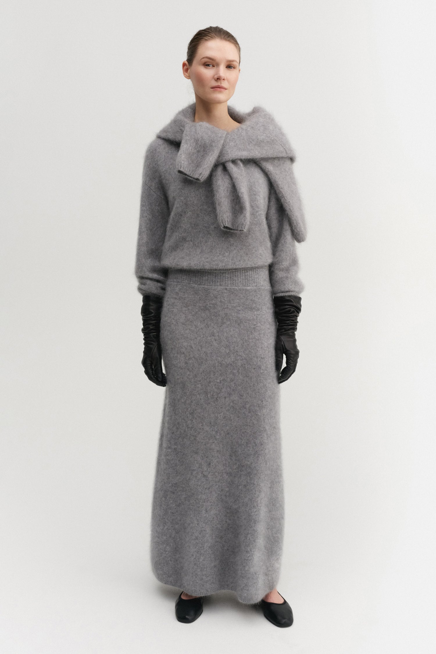Umi Brushed Cashmere Skirt, grey