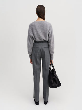 Zoe Brushed Crewneck Sweater, grey