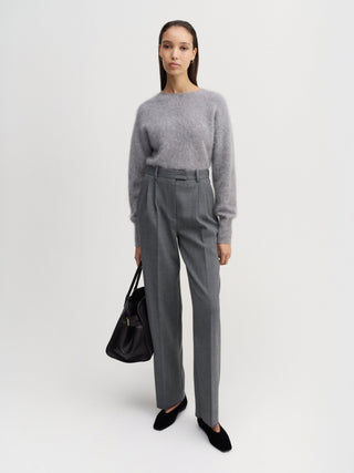 Zoe Brushed Crewneck Sweater, grey