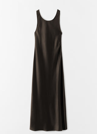 Zila Satin Dress, chocolate